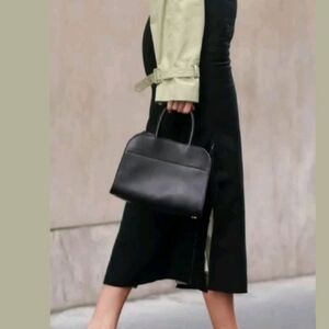 Made In Italy Black Leather & Suede Handbag